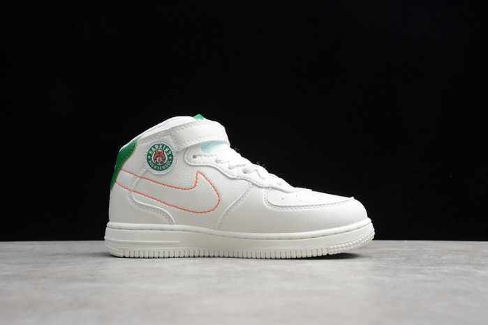 kids nike air force 1 mid 07 white green orange 314193-100