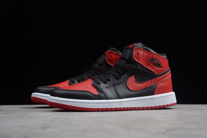 kids air jordan 1 retro high og banned bred black red 555088-001