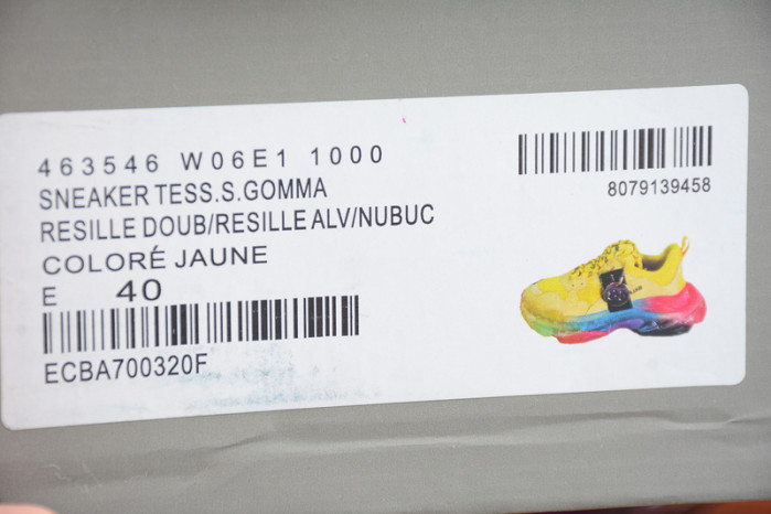 blcg sneaker triple.s.gomma colore jaune-rainbow noir