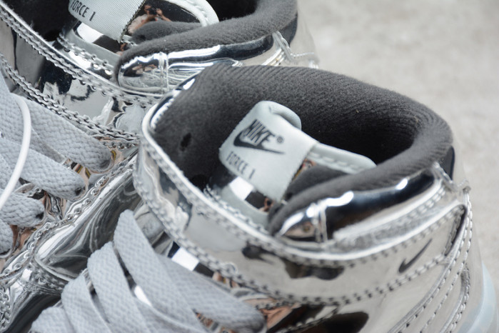 kids nike air force 1 mid wb metallic silver 314197-8500