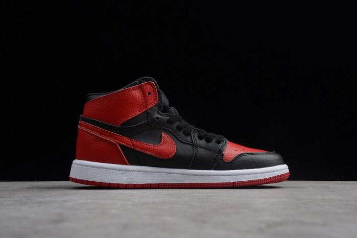kids air jordan 1 retro high og banned bred black red 555088-001