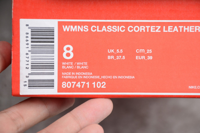 nike classic cortez leather white (w) 807471-102