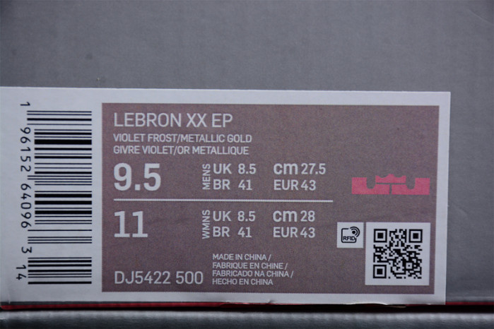 nike lebron 20 violet frost dj5422-500