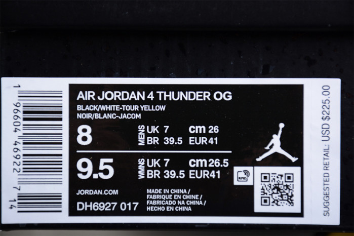air jordan 4 retro thunder (2023) dh6927-017