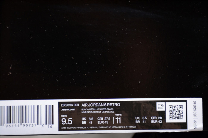 air jordan 6 metallic silver dx2836-001