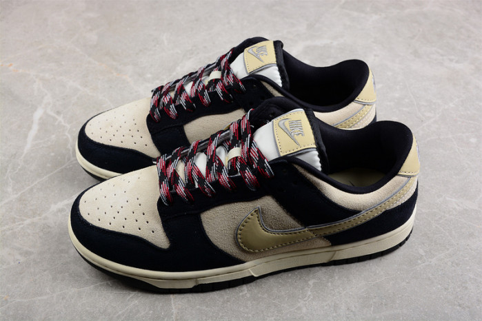 nike dunk low lx black suede team gold (w) dv3054-001