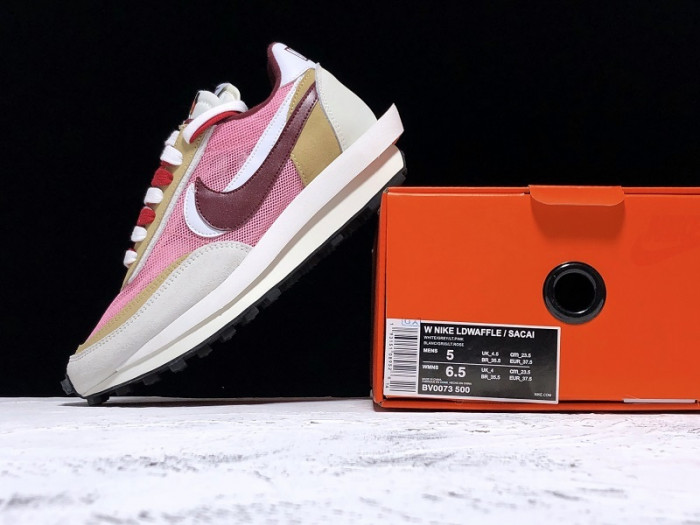 sacai x nike lvd waffle daybreak swh pink red white bv0073-500