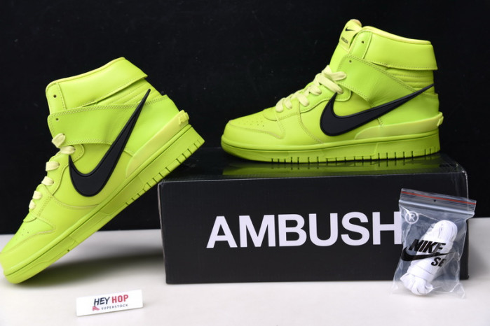 nike dunk high ambush flash lime cu7544-300
