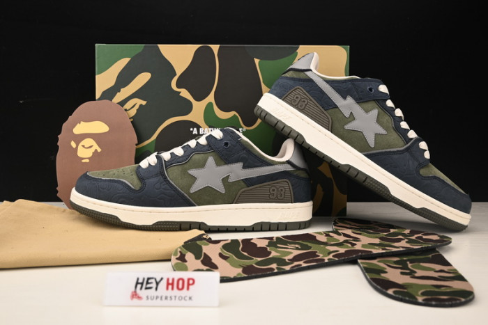 a bathing ape bape sk8 sta army green dark blue hp33-113