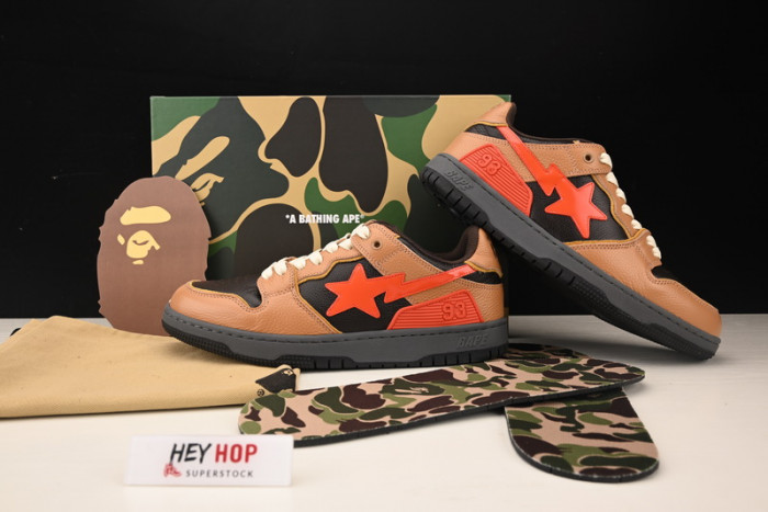 a bathing ape bape sk8 sta brown orange hp33-110