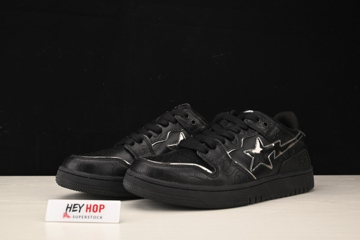 a bathing ape bape sk8 sta black silver hp33-119