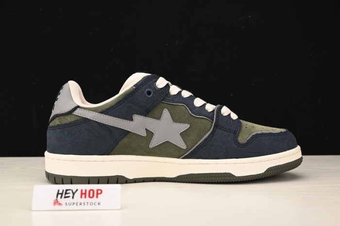 a bathing ape bape sk8 sta army green dark blue hp33-113
