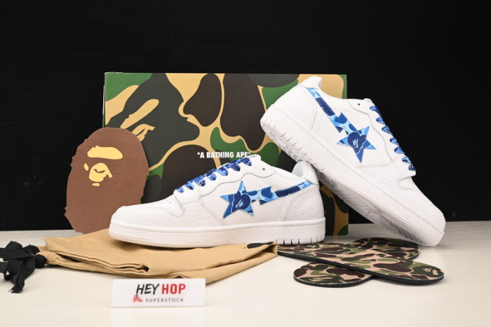 a bathing ape bape sta low white abc camo blue hp33-115