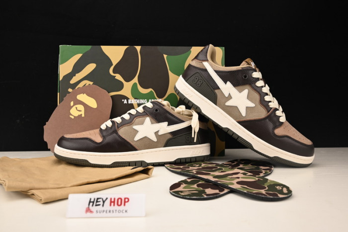 a bathing ape bape sk8 sta brown ivory hp33-100