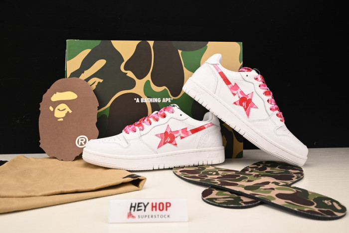 a bathing ape bape sta low white abc camo pink hp33-116