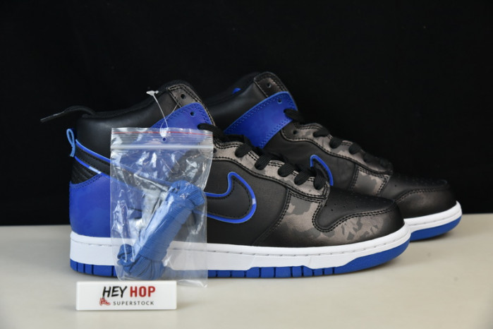 nike dunk high se camo black royal dd3359-001